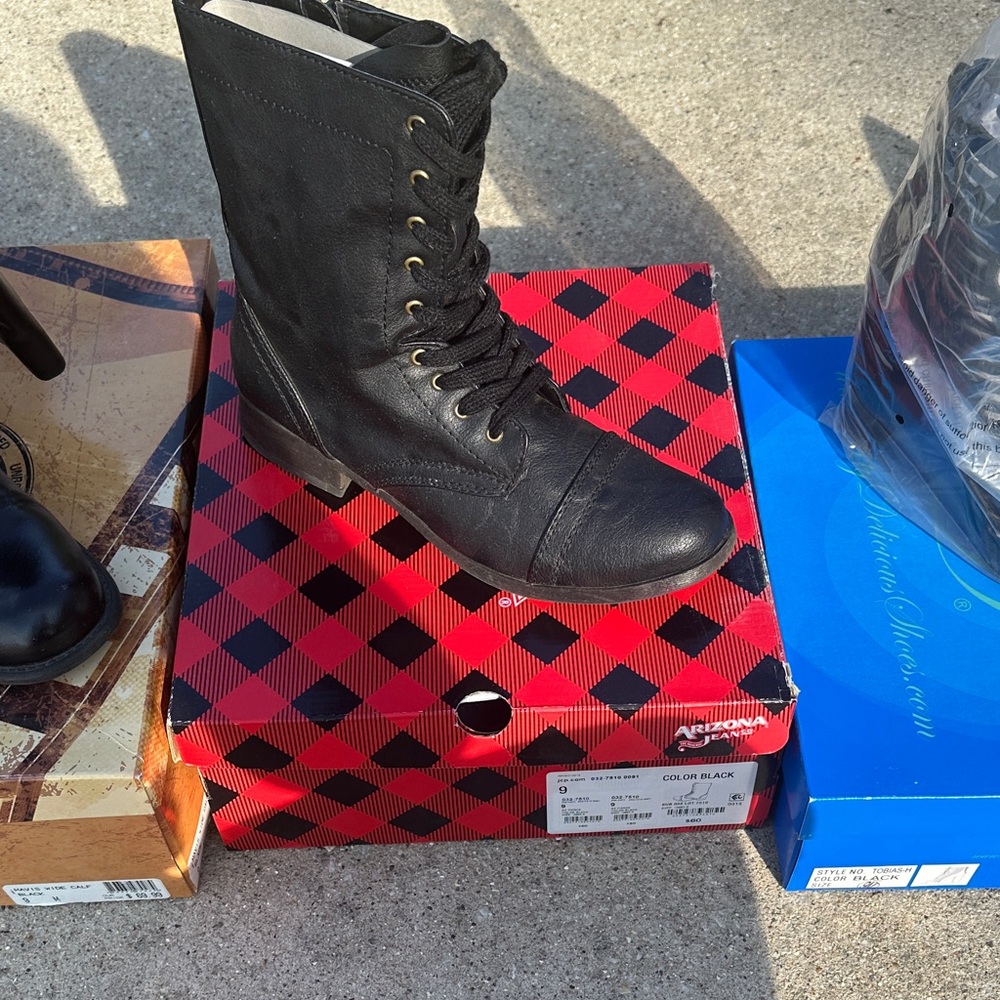 Black Lace-Up Ankle Boots
